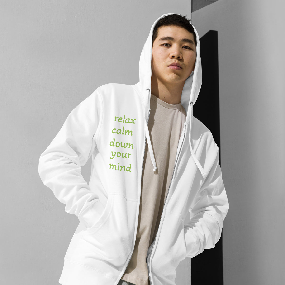 Unisex fleece zip up hoodie